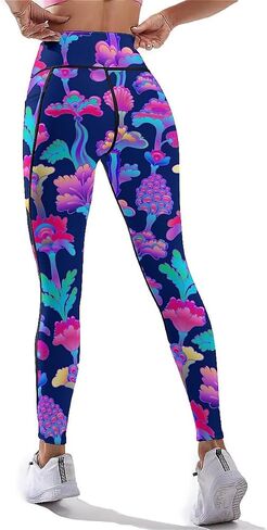 80s 90s Outfit Tummy Control Yoga Pants for Women with Pockets, High Waist Running Sports Workout Yoga Leggings in Saudi Arabia