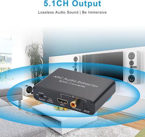 HDMI ARC Audio Extractor Support HDMI ARC to Optical SPDIF 3.5mm AUX Jack | HDMI ARC to Optical Coaxial RCA 3.5mm Audio Adapter Splitter for HDTV Soundbar Speaker Amplifier with Cable in Saudi Arabia