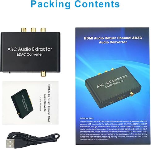 HDMI ARC Audio Extractor Support HDMI ARC to Optical SPDIF 3.5mm AUX Jack | HDMI ARC to Optical Coaxial RCA 3.5mm Audio Adapter Splitter for HDTV Soundbar Speaker Amplifier with Cable in Saudi Arabia