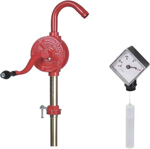 Groz Rotary Barrel Pump With Drum Level Indicator | Dual Directional | Cast Iron | 1-inch Pump Inlet | NBR Seals | Steel Discharge Spout | 3-piece Rigid Suction Tube in Kuwait