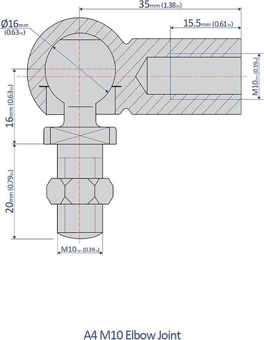 Bansbach Easylift 96126 Zinc Plated Steel A4 M10 Elbow Joint End Fitting in Kuwait