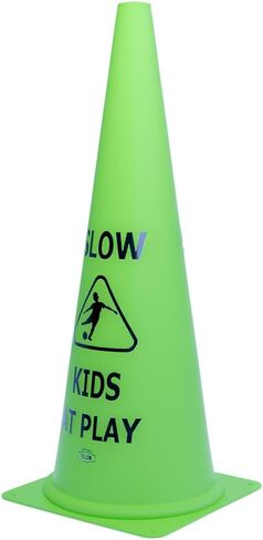 Vibrant Green 'Kids at Play' Safety Cone - 1ct, 15in Tall Durable & Fun Child Safety Solution for Driveways, Streets, Schools, and Parks in Saudi Arabia