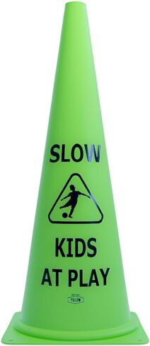 Vibrant Green 'Kids at Play' Safety Cone - 1ct, 15in Tall Durable & Fun Child Safety Solution for Driveways, Streets, Schools, and Parks in Saudi Arabia