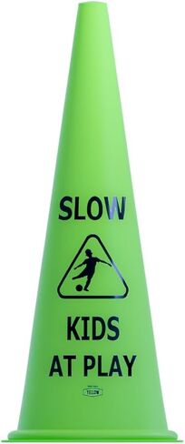 Vibrant Green 'Kids at Play' Safety Cone - 1ct, 15in Tall Durable & Fun Child Safety Solution for Driveways, Streets, Schools, and Parks in Saudi Arabia