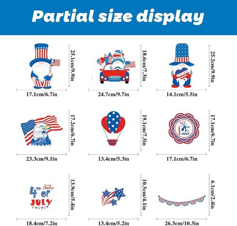 4th of July Window Clings, 9 Sheets Patriotic Window Stickers Double-Sided Window Decals for Independence Day Memorial Veterans Day School and Party Supplies Accessories in Saudi Arabia