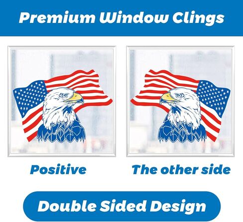 4th of July Window Clings, 9 Sheets Patriotic Window Stickers Double-Sided Window Decals for Independence Day Memorial Veterans Day School and Party Supplies Accessories in Saudi Arabia