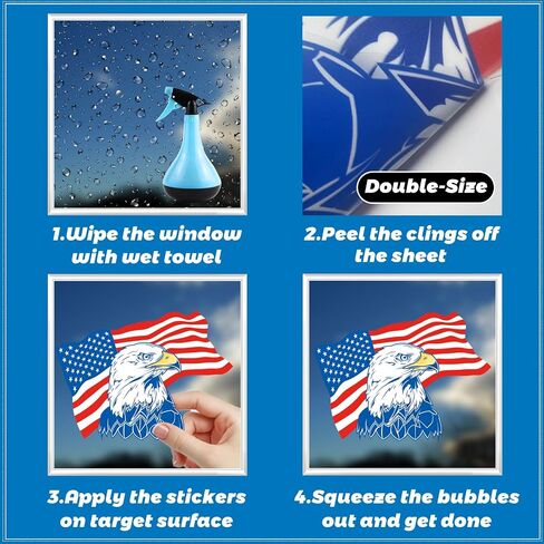 4th of July Window Clings, 9 Sheets Patriotic Window Stickers Double-Sided Window Decals for Independence Day Memorial Veterans Day School and Party Supplies Accessories in Saudi Arabia