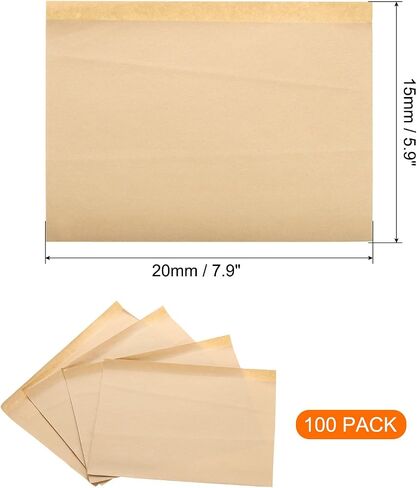 uxcell 100Pcs Kraft Paper Sandwich Bags, 7.9 x 5.9 Inch Greaseproof Paper Cookie Bag Paper Snack Bags Lunch Bags for Home Bakery Shop Bread, Brown in Saudi Arabia
