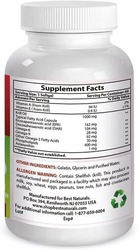Best Naturals Krill Oil Soft Gel, 1000 mg, 60 Count in Saudi Arabia