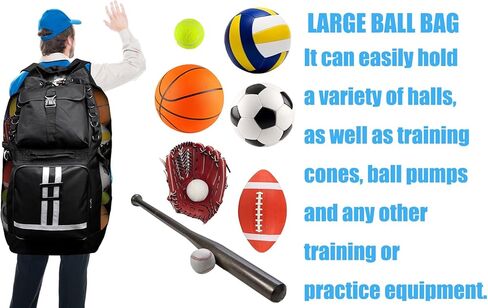 Youeon Soccer Ball Bag Hold 14-16 Balls, Large Mesh Sports Ball Bag Equipment Adjustable Shoulder Strap, Football Bag Basketball Bag for Coach, Heavy Duty Netted Bag with 2 Front Pockets in Kuwait