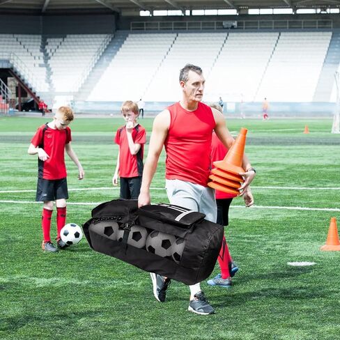 Youeon Soccer Ball Bag Hold 14-16 Balls, Large Mesh Sports Ball Bag Equipment Adjustable Shoulder Strap, Football Bag Basketball Bag for Coach, Heavy Duty Netted Bag with 2 Front Pockets in Kuwait