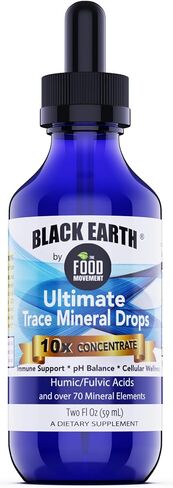 Black Earth Ultimate Trace Minerals 10x Strength, Fulvic Acid & Humic Acid, Non GMO Vegan Dropper, 1 Ounce - Ideal Supplement for Athletes in Saudi Arabia