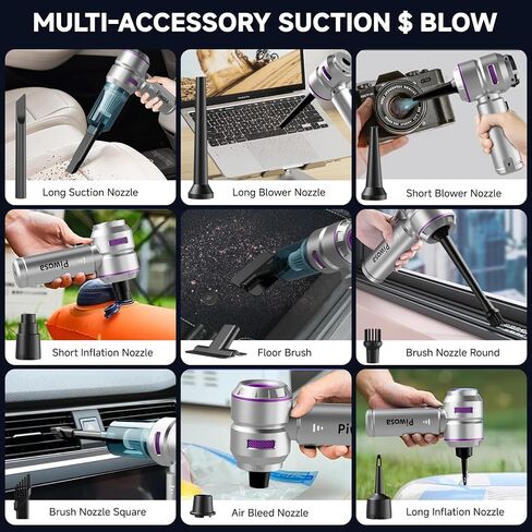 Handheld Vacuum Cordless, Car Vacuum Cleaner with Brushless Motor, Strong Suction Vacuum & Compressed Air Dusters with LED Light, Type C Port, Wireless Mini Portable Hand Vacuum Blower for Home, Pet in Saudi Arabia