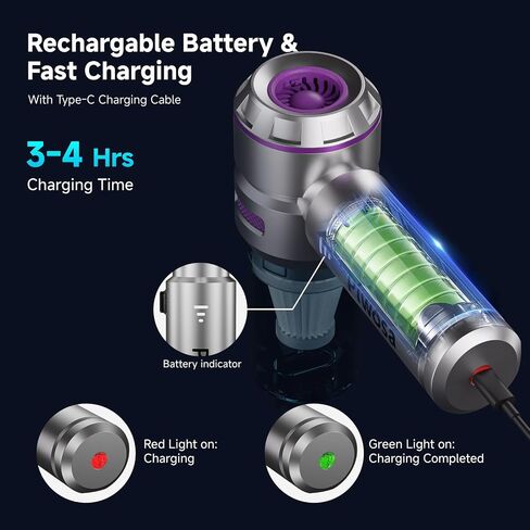 Handheld Vacuum Cordless, Car Vacuum Cleaner with Brushless Motor, Strong Suction Vacuum & Compressed Air Dusters with LED Light, Type C Port, Wireless Mini Portable Hand Vacuum Blower for Home, Pet in Saudi Arabia