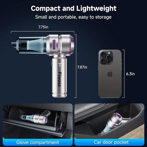 Handheld Vacuum Cordless, Car Vacuum Cleaner with Brushless Motor, Strong Suction Vacuum & Compressed Air Dusters with LED Light, Type C Port, Wireless Mini Portable Hand Vacuum Blower for Home, Pet in Saudi Arabia