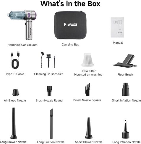 Handheld Vacuum Cordless, Car Vacuum Cleaner with Brushless Motor, Strong Suction Vacuum & Compressed Air Dusters with LED Light, Type C Port, Wireless Mini Portable Hand Vacuum Blower for Home, Pet in Saudi Arabia