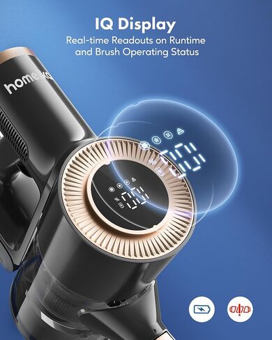 Homeika- Pro Version- 28k PA Cordless Vacuum- Digital Display- 50 Min Run Time- 3 Speeds- Telescopic – 300 Watts- Brushless Motor- 8 in 1- HEPA Filter- for All Floors- Detachable Battery Black in Saudi Arabia