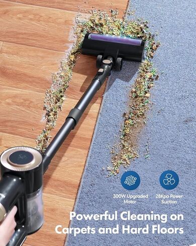 Homeika- Pro Version- 28k PA Cordless Vacuum- Digital Display- 50 Min Run Time- 3 Speeds- Telescopic – 300 Watts- Brushless Motor- 8 in 1- HEPA Filter- for All Floors- Detachable Battery Black in Saudi Arabia