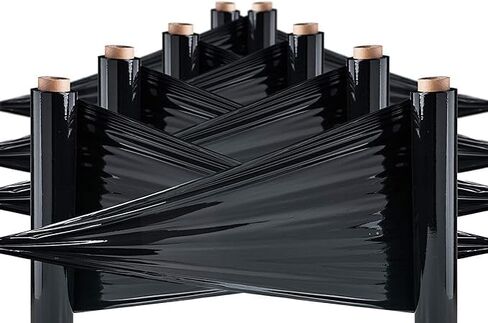 Stretch Film - 2 Roll Black, 18" x 1100 Feet, 80 Gauge (20 Micron) Industrial Heavy Duty Plastic Shrink Wrap and Hand Saver for Packing, Shipping, Pallet, Moving Supplies in Saudi Arabia