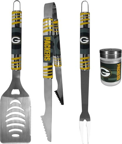 NFL Siskiyou Sports Fan Shop Green Bay Packers 3 قطع مجموعة الشواء Tailgater وموسم شاكر مقاس واحد بلون الفريق in Saudi Arabia