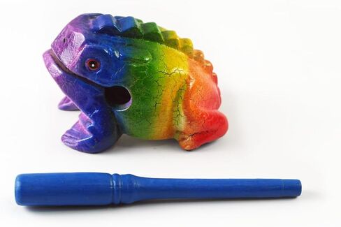 Frog guiro 4 inches wood block musical instrument Percussion Musical Instrument Perfect size Natural Wood Güiro Frog (Blue) in Saudi Arabia
