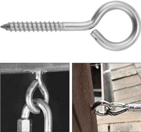 Eye Hooks, Eye Hooks Screw Eye Hooks Heavy Duty Eye Screws for Wood Masonry Eye Hooks Screw for Concrete Used for Electroplating Furniture self-Tapping Screws Rust-Proof Fixed Objects. (5cm/1.96in) in Kuwait
