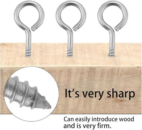 Eye Hooks, Eye Hooks Screw Eye Hooks Heavy Duty Eye Screws for Wood Masonry Eye Hooks Screw for Concrete Used for Electroplating Furniture self-Tapping Screws Rust-Proof Fixed Objects. (5cm/1.96in) in Kuwait