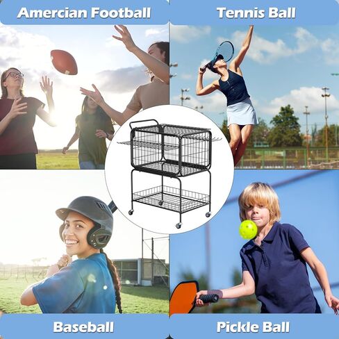 سلة كرات التنس لـ 350 كرة عربة كرات التنس مع عجلات لمعدات تدريب التنس كرة التنس مضرب التنس in Kuwait