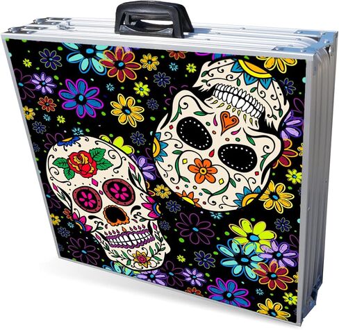 PARTYPONG 8-Foot Folding Beer Pong Table w/Cup Holes & LED Lights - Dia de Los Muertos Edition in Saudi Arabia