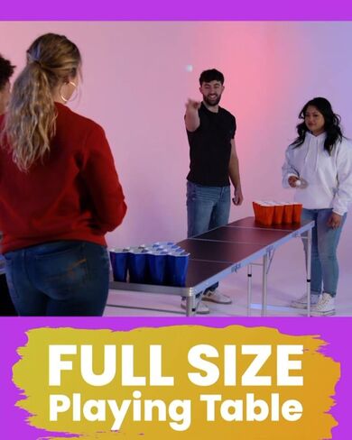 PARTYPONG 8-Foot Folding Beer Pong Table w/Cup Holes & LED Lights - Dia de Los Muertos Edition in Saudi Arabia
