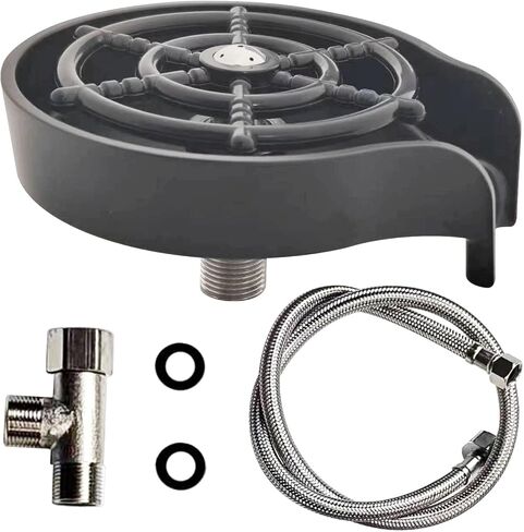 جهاز تنظيف تلقائي لحوض المطبخ بزاوية 360 درجة، غسالة أكواب زجاجية ABS دوارة لتنظيف زجاجات الأطفال للمنزل والمقهى والبار (أسود) in Kuwait