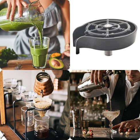 جهاز تنظيف تلقائي لحوض المطبخ بزاوية 360 درجة، غسالة أكواب زجاجية ABS دوارة لتنظيف زجاجات الأطفال للمنزل والمقهى والبار (أسود) in Kuwait