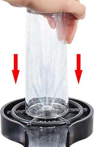 جهاز تنظيف تلقائي لحوض المطبخ بزاوية 360 درجة، غسالة أكواب زجاجية ABS دوارة لتنظيف زجاجات الأطفال للمنزل والمقهى والبار (أسود) in Kuwait