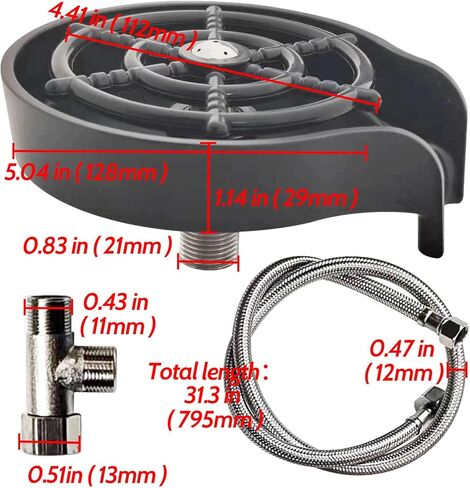 جهاز تنظيف تلقائي لحوض المطبخ بزاوية 360 درجة، غسالة أكواب زجاجية ABS دوارة لتنظيف زجاجات الأطفال للمنزل والمقهى والبار (أسود) in Kuwait