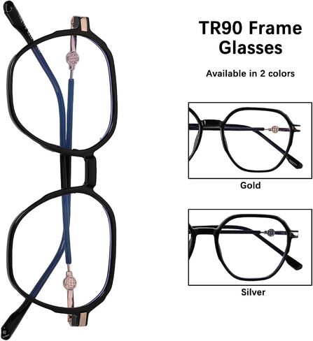نظارات حجب الضوء الأزرق، عدسات شفافة للحماية من الأشعة فوق البنفسجية 400، نظارات TR90 خفيفة الوزن للنساء والرجال in Saudi Arabia