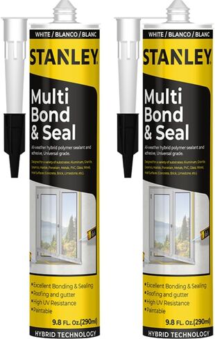 Stanley Hybrid Polymer Multi Bond & Seal -1x9.8 fl.oz. - Bonding and Sealing Caulk for Roofing and Gutter, Window and Door, Flexible, Eco-Friendly and Paintable Adhesives & Sealants, 1 Pack in Kuwait