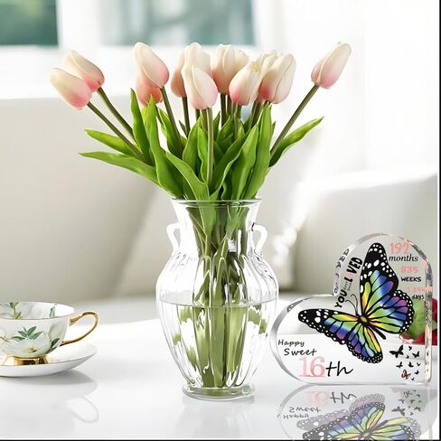 Sweet 16 Gifts for Girls, Acrylic Butterfly in Heart Ornaments Keepsake, Girl's 16th Birthday Decorations Decor for Table Desk Shelf Mantle Home Office (4.9 * 4.9") in Saudi Arabia