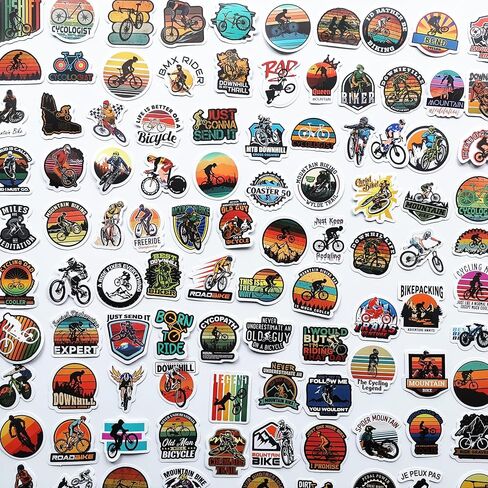 100Pcs Cool Bicycle Decals on Bike Biking Graphic Road Bike Mountain Bike Frame Stickers Bike Fork Decals for Helmet Frame Stickers in Saudi Arabia