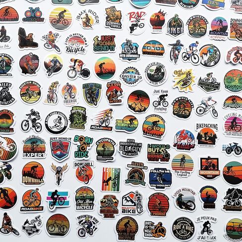 100Pcs Cool Bicycle Decals on Bike Biking Graphic Road Bike Mountain Bike Frame Stickers Bike Fork Decals for Helmet Frame Stickers in Saudi Arabia
