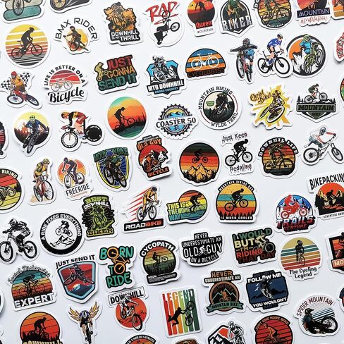 100Pcs Cool Bicycle Decals on Bike Biking Graphic Road Bike Mountain Bike Frame Stickers Bike Fork Decals for Helmet Frame Stickers in Saudi Arabia