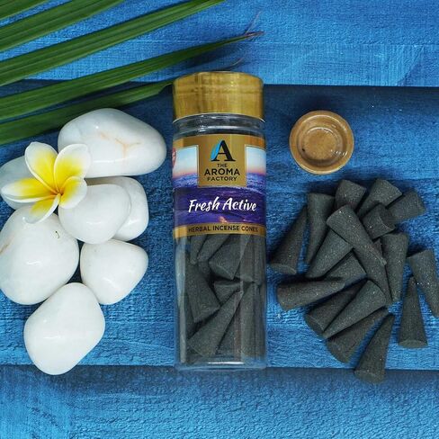 مخروط البخور من ذا أروما فاكتوري لبوجا وكاستوري (100% عشبي و0% فحم) زجاجة واحدة × 30 مخروطًا in Kuwait