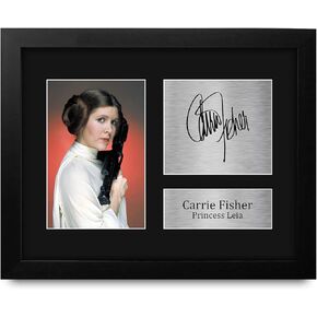 HWC Trading Carrie Fisher Gift USL Framed Signed Printed Autograph Star Wars Gifts Print Photo Picture Display - US Letter Size