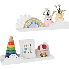 Cute Cloud Shelves, Wavy Floating Corner Shelf, Cloud Corner Wall Shelves with Brackets, Cute Wall Shelves for Nursery Decor, Corner Shelves for Bedroom,Living Room,Bathroom&Home Decor,Black