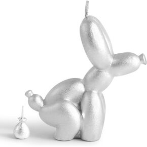 2Pcs Pooping Balloon Dog Shaped Scented Foil Gold Candles Funny Gift Danish Pastel Room Aesthetic Decor Pine Fragrance Aromatherapy Candle Handmade Natural Soy Wax for Home Bedroom 3.9 x 4.1 in