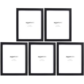 Amazon Basics Rectangular Photo Picture Frame, 8" x 10", Pack of 5, 11.22 x 9.21 inches, Black