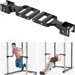 Kipika Muti-Grip Dip Bars Attachment for 2" x 2" and 3" x 3" Power Rack, Wide & Narrow Grip Handles Squat Rack Dip Accessories for Home Gym Fitness Strength Training, Comfort Foam Grips, 2 Pack