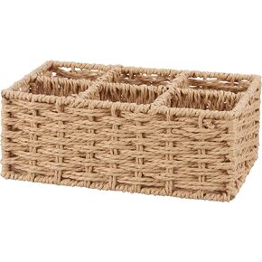Primitives by Kathy Six Section Basket Dining Caddy, 10.25" x 4" x 6.75", Woven Natural