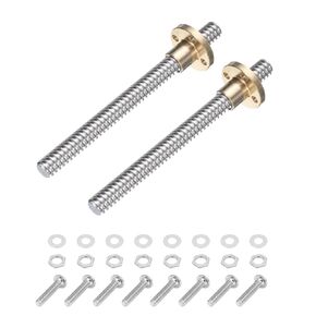 uxcell 2 Pcs 100mm / 4 Inch Tr8x4 Stainless Steel Lead Screw with T8 Brass Nut - [ Acme Thread, 2mm Pitch, 8mm Lead ] for 3D Printer Z Axis, CNC Machine