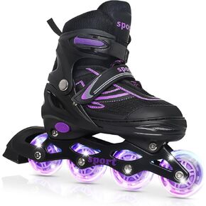 Kids Inline Skates for Girls Ages 6-12, Adjustable 4 Size Blades Roller Kids Skates for Girls and Boys, Youth and Teens, Beginner with Full Wheels Illuminating