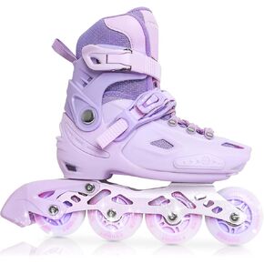 Girls line Skates, Adjustable Inline Skates for Girls, Kids Inline Skates with All Lighting Wheels for Little Girls, Macaroon Purple